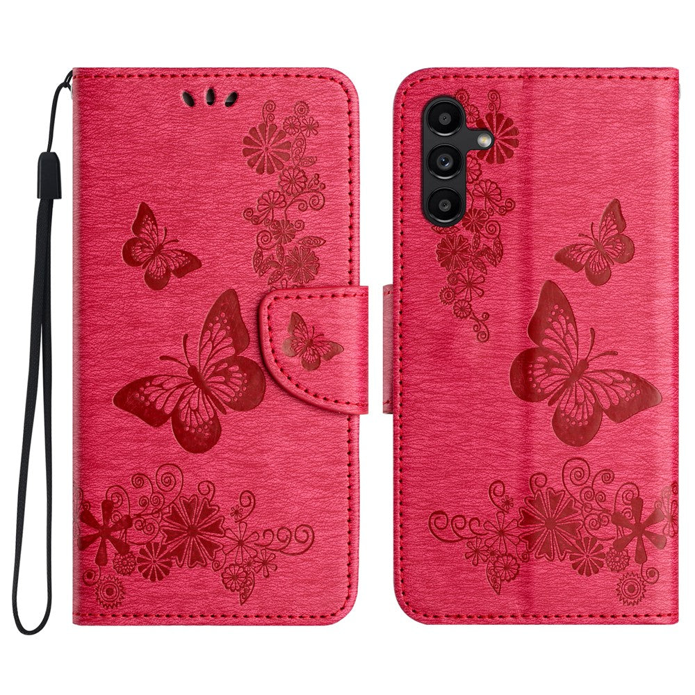 For Samsung Galaxy A15 5G Wallet Case PU Leather Butterflies Flower Phone Cover