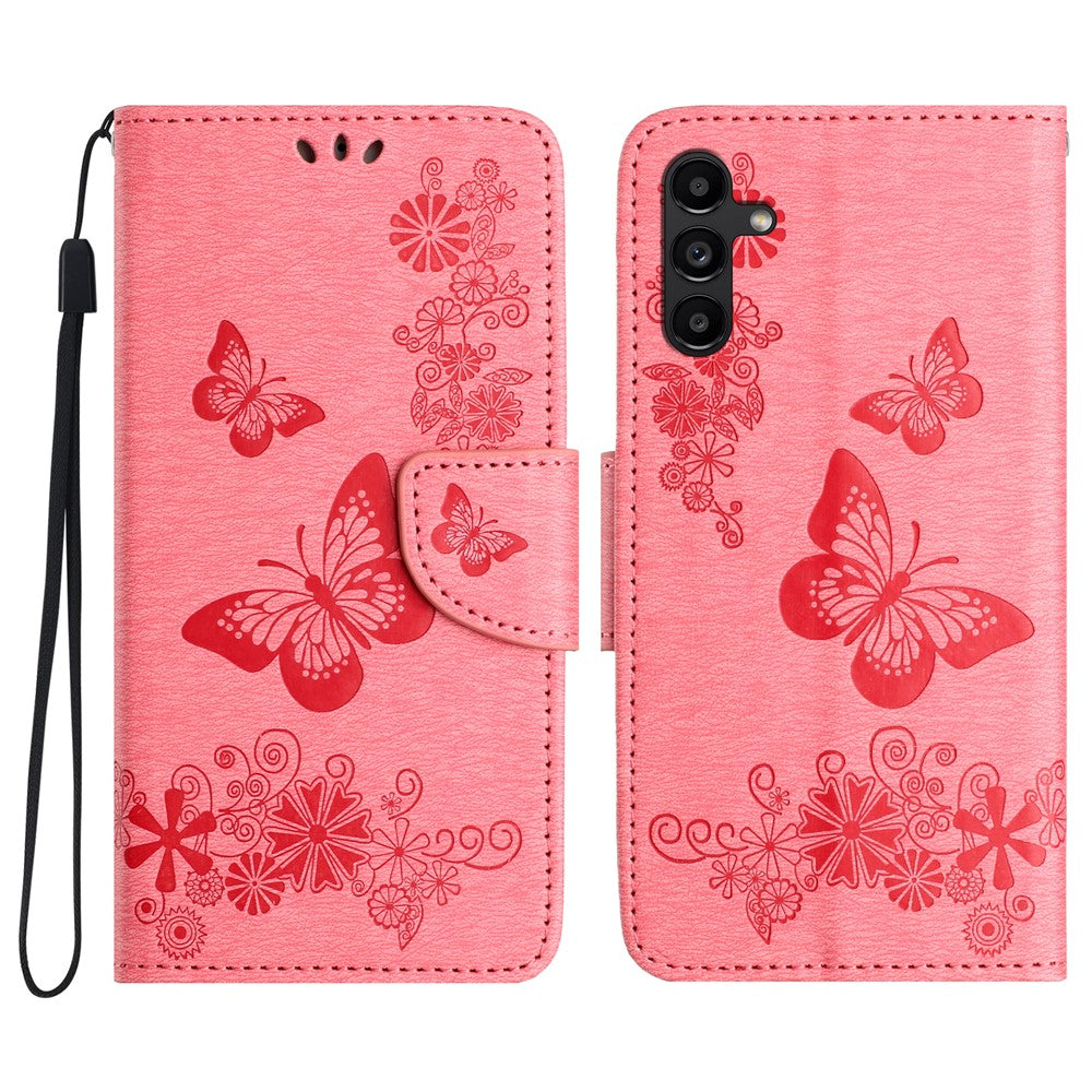 For Samsung Galaxy A15 5G Wallet Case PU Leather Butterflies Flower Phone Cover