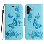 For Samsung Galaxy A15 5G Wallet Case PU Leather Butterflies Flower Phone Cover