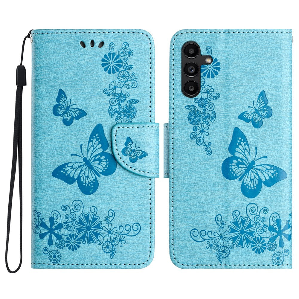 For Samsung Galaxy A15 5G Wallet Case PU Leather Butterflies Flower Phone Cover
