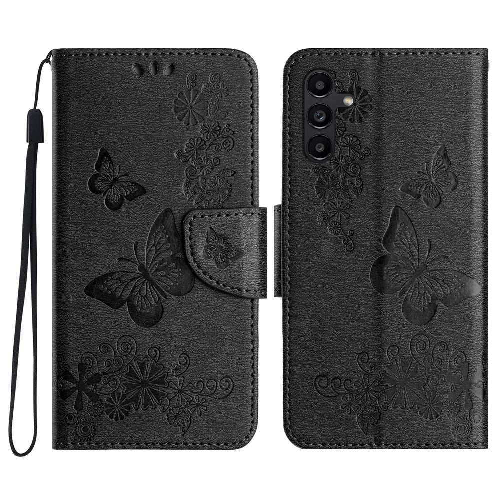 For Samsung Galaxy A15 5G Wallet Case PU Leather Butterflies Flower Phone Cover