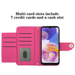 For Samsung Galaxy A33 5G Leather Case Phone Stand Cover with 7 Card Slots and Hand Strap