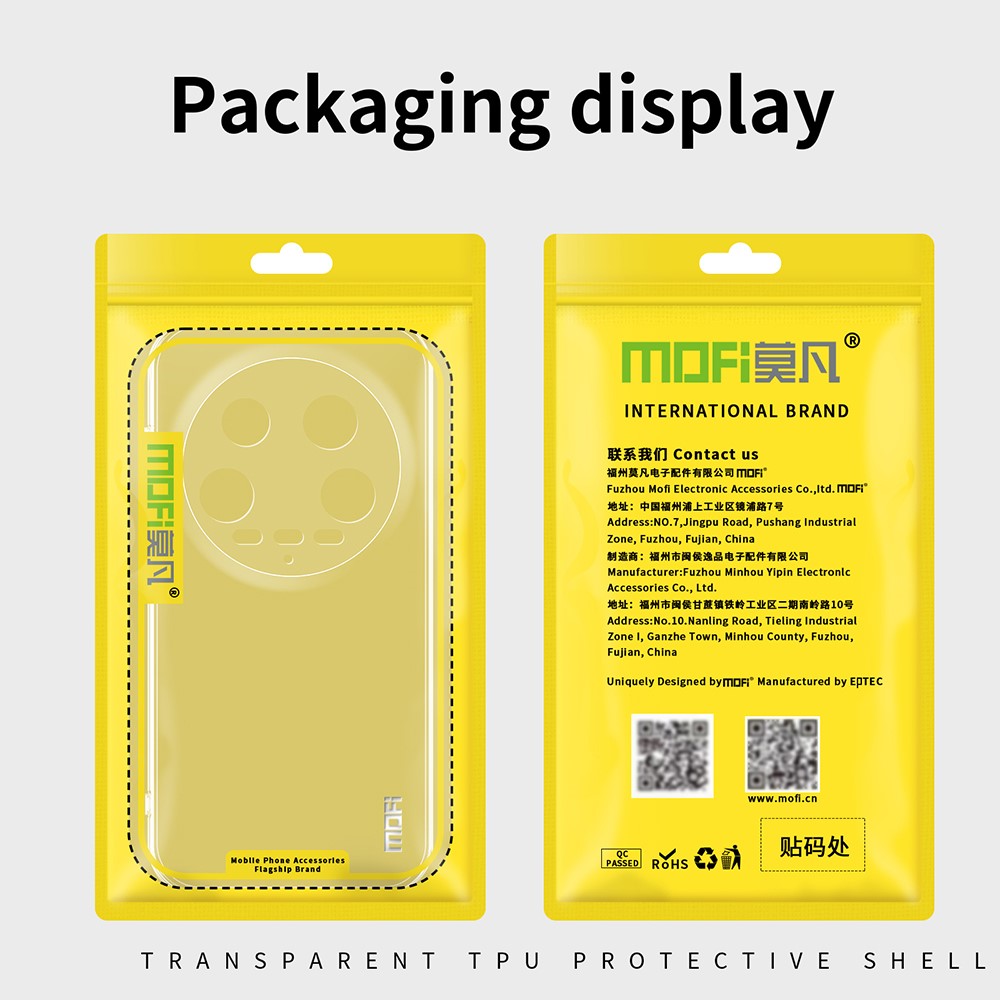 MOFI For Xiaomi 14 Ultra TPU Case Transparent Phone Cover Anti-scratch