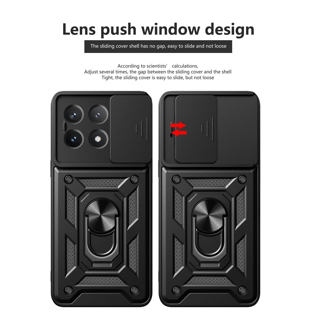 Xiaomi Poco X6 Pro 5G / Redmi K70E 5G-skal PC+TPU fallskyddande mobilskal med glidande linsfönster
