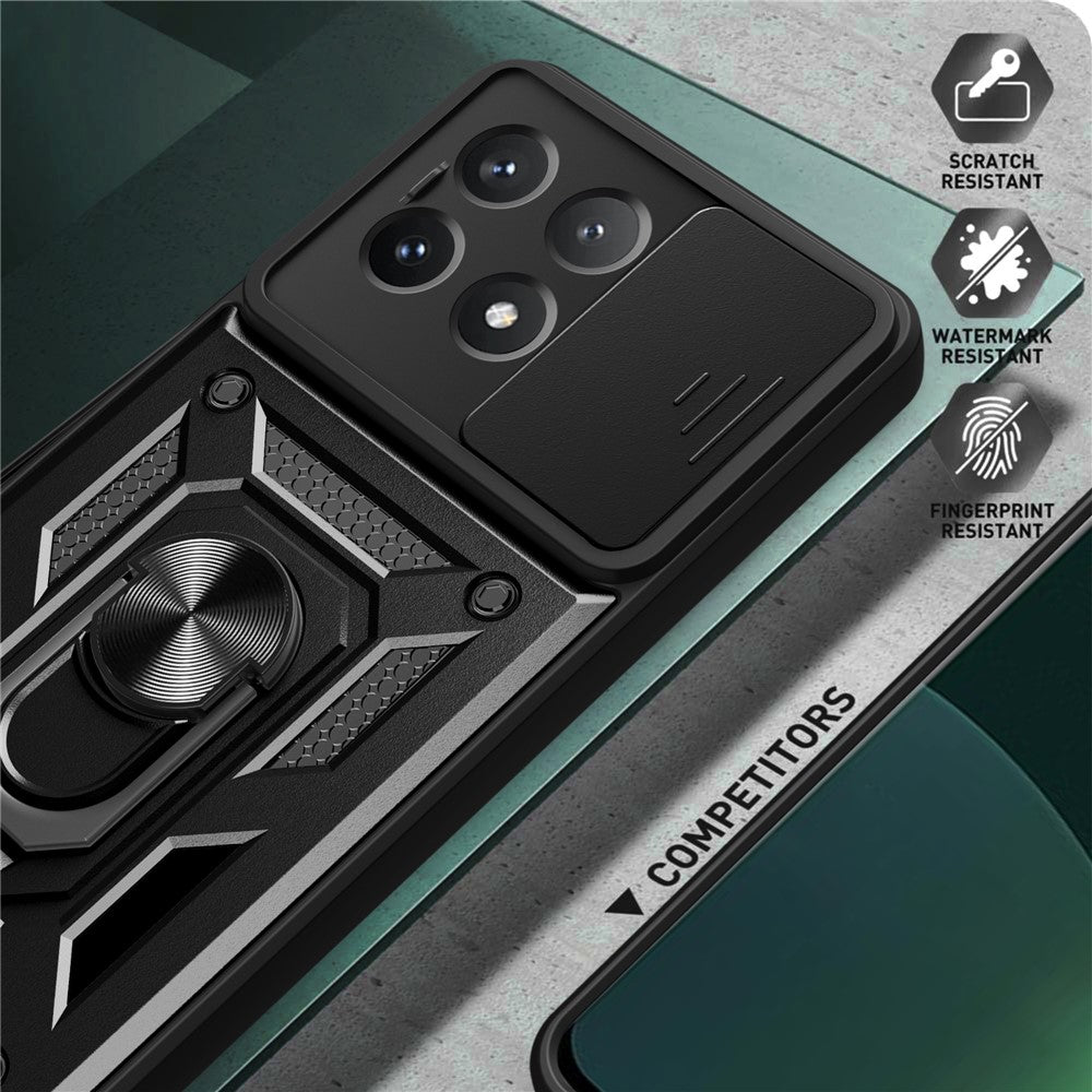 Xiaomi Poco X6 Pro 5G / Redmi K70E 5G-skal PC+TPU fallskyddande mobilskal med glidande linsfönster