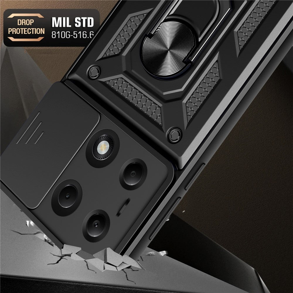 For Xiaomi Redmi Note 13 Pro 4G / Poco M6 Pro 4G Phone Case Slide Lens Guard Bump Proof PC+TPU Shell