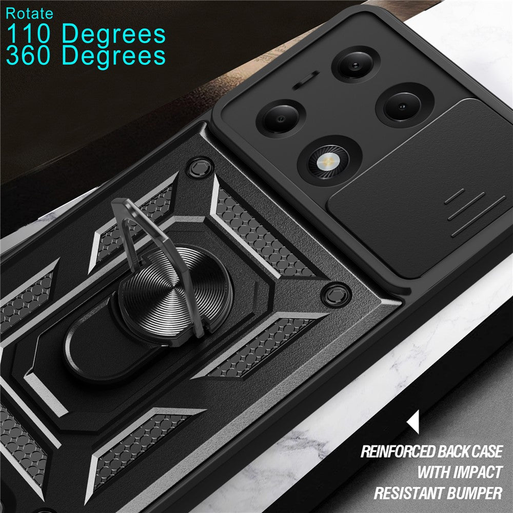 For Xiaomi Redmi Note 13 Pro 4G / Poco M6 Pro 4G Phone Case Slide Lens Guard Bump Proof PC+TPU Shell