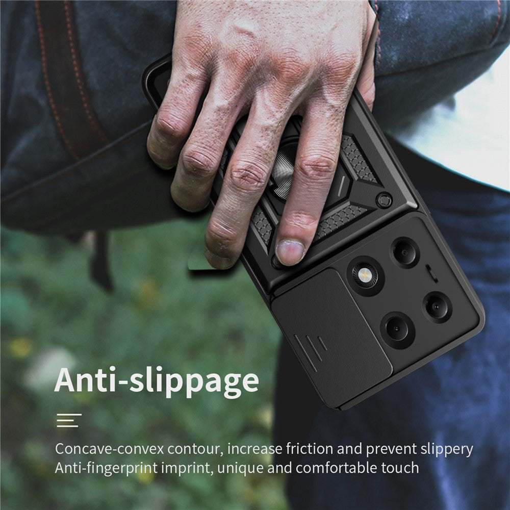For Xiaomi Redmi Note 13 Pro 4G / Poco M6 Pro 4G Phone Case Slide Lens Guard Bump Proof PC+TPU Shell