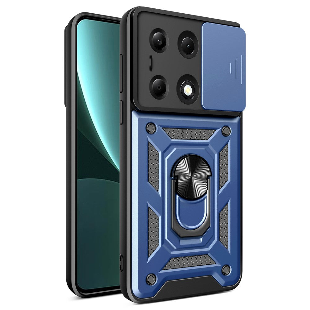 For Xiaomi Redmi Note 13 Pro 4G / Poco M6 Pro 4G Phone Case Slide Lens Guard Bump Proof PC+TPU Shell