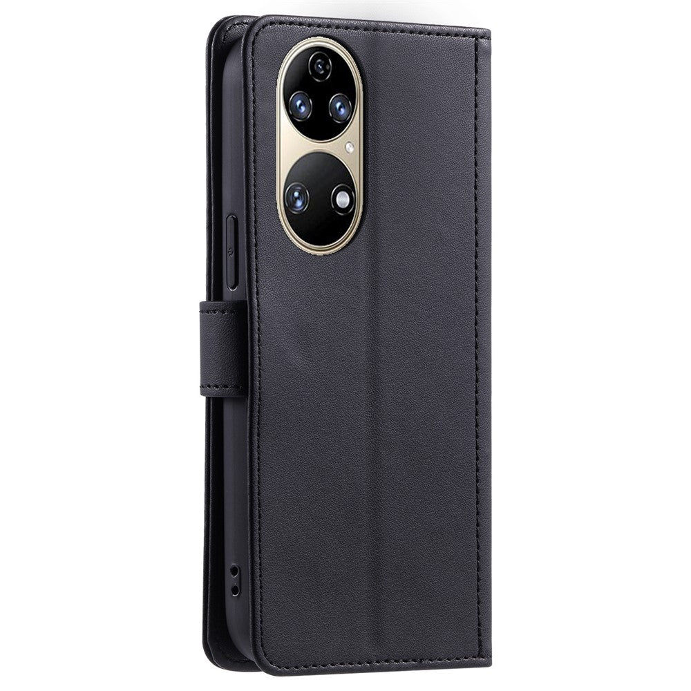 Huawei P50 4G-skal med axelremsstativ i PU-läder, plånboksfodral