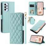 For Samsung Galaxy A32 4G (EU Version) Crossbody Phone Case Rhombus Leather Wallet Cover