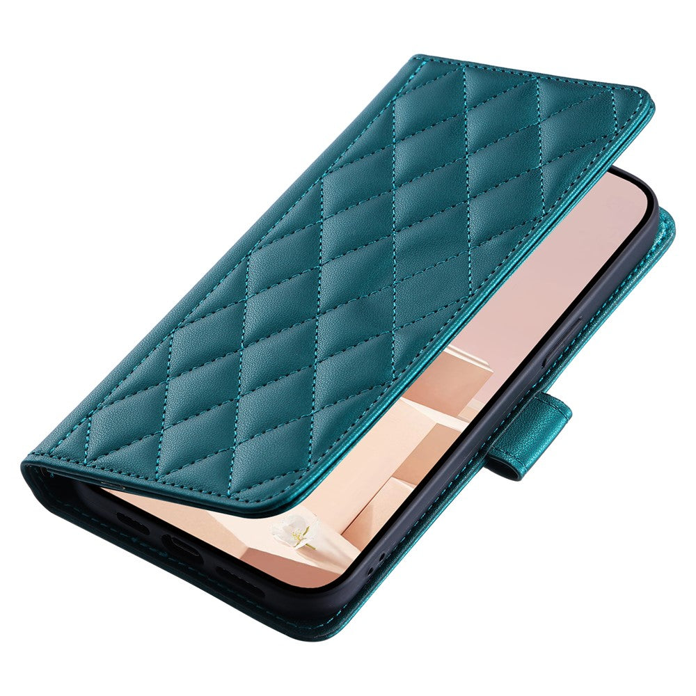For Samsung Galaxy A73 5G Case Rhombus Grid PU Leather Crossbody Phone Cover