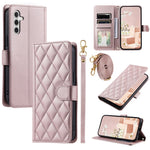 For Samsung Galaxy A24 4G (162.1 x 77.6 x 8.3mm) Case Wallet Leather Cover with Shoulder Strap