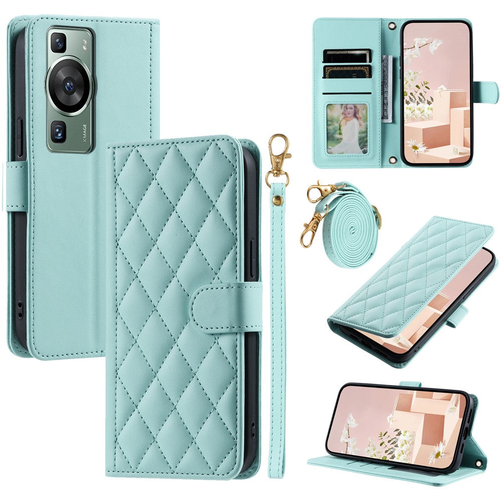 Huawei P60 / P60 Pro Plånboksfodral Lädermobilfodral Romb Rutmönster