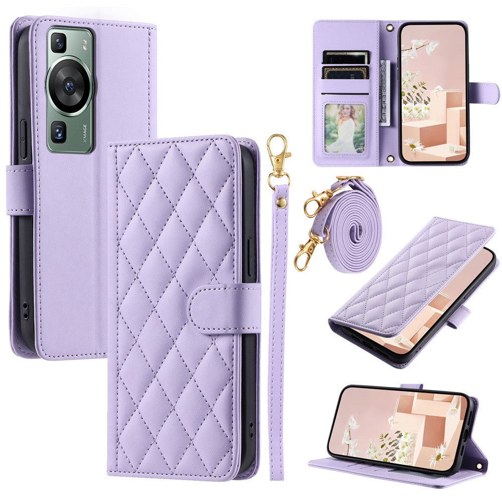 Huawei P60 / P60 Pro Plånboksfodral Lädermobilfodral Romb Rutmönster