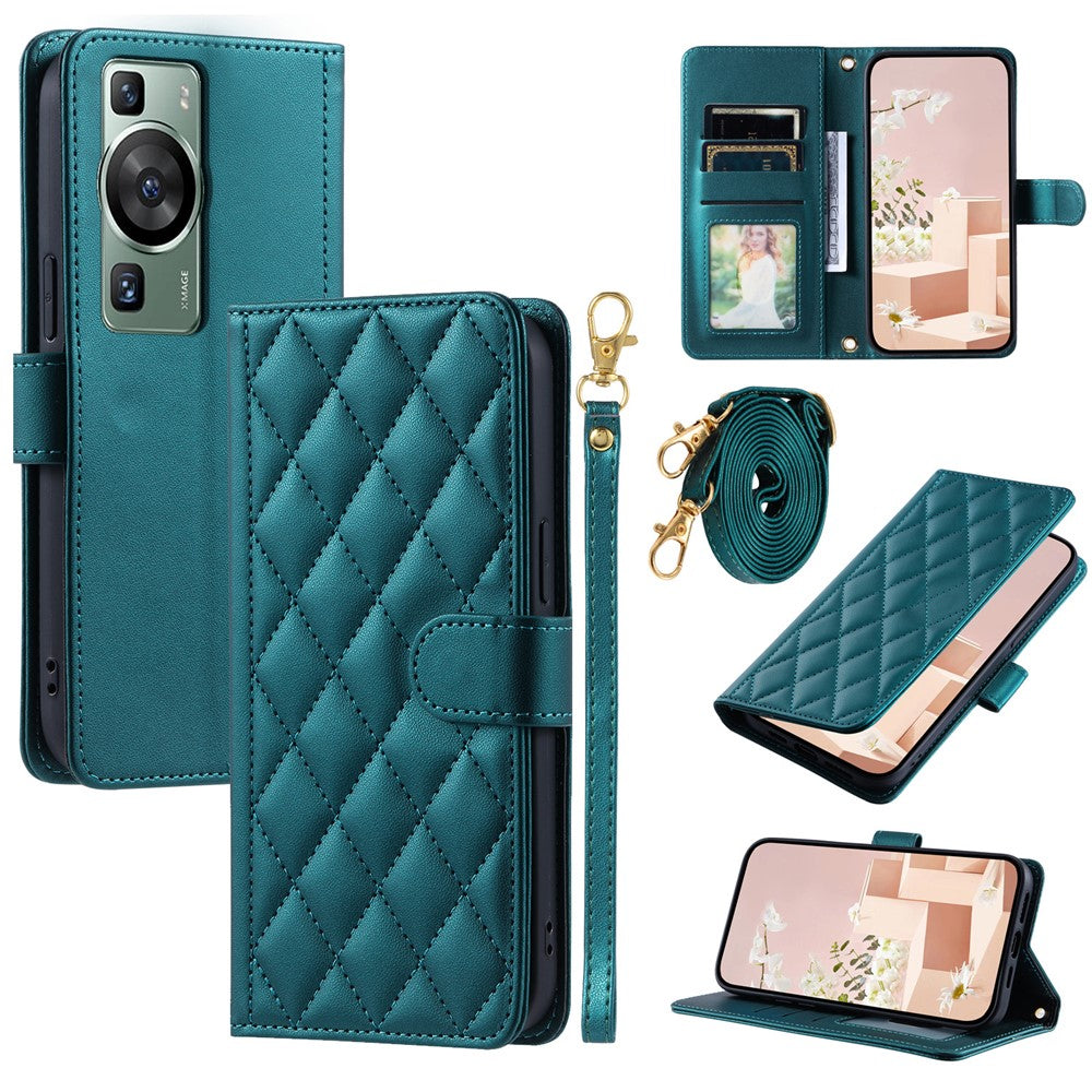 Huawei P60 / P60 Pro Plånboksfodral Lädermobilfodral Romb Rutmönster