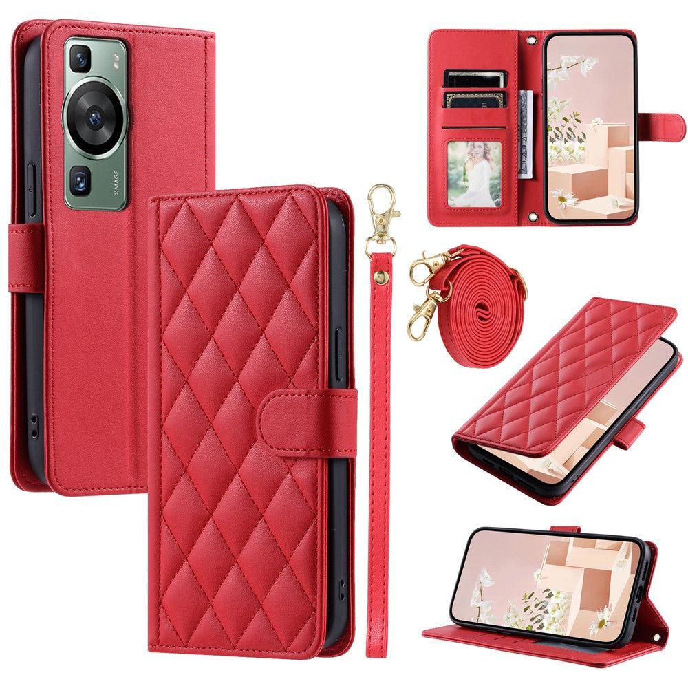 Huawei P60 / P60 Pro Plånboksfodral Lädermobilfodral Romb Rutmönster