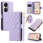 For Huawei P50 Pro 4G Case Rhombus Grid Crossbody Leather Phone Cover with Wallet