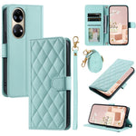 For Huawei P50 Pro 4G Case Rhombus Grid Crossbody Leather Phone Cover with Wallet