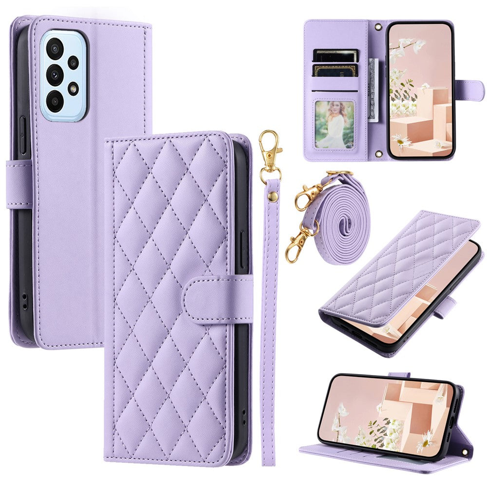 Til Samsung Galaxy A33 5G Lædercover Diamantgitter Telefoncover med Pungstativ
