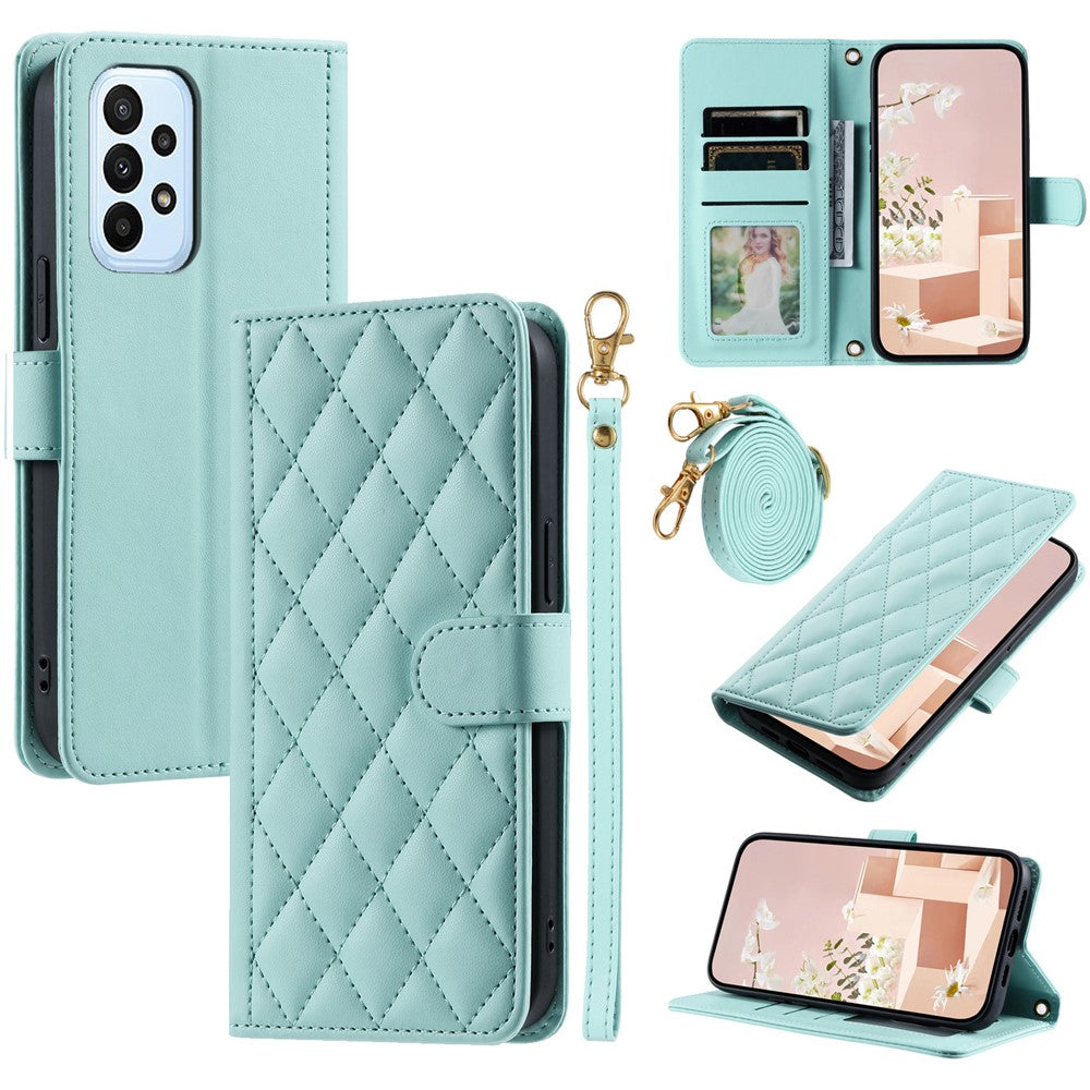 Til Samsung Galaxy A33 5G Lædercover Diamantgitter Telefoncover med Pungstativ