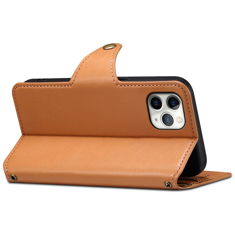DENIOR Til iPhone 11 Pro Max Lædercover Koskind Tekstur Stativ Mobiltelefoncover