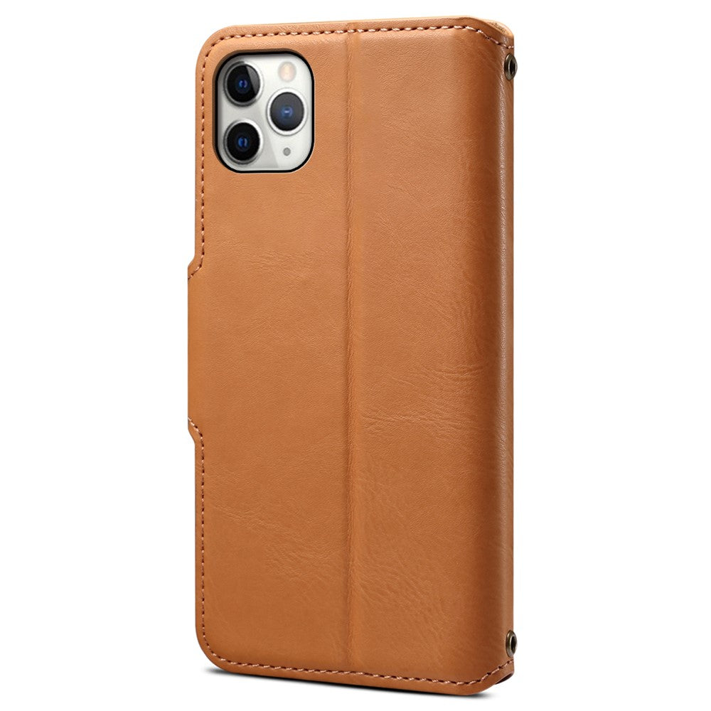 DENIOR Til iPhone 11 Pro Max Lædercover Koskind Tekstur Stativ Mobiltelefoncover