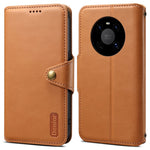DENIOR For Huawei Mate 40 Case Leather Card Holder Phone Guard Cover with Cowhide Texture