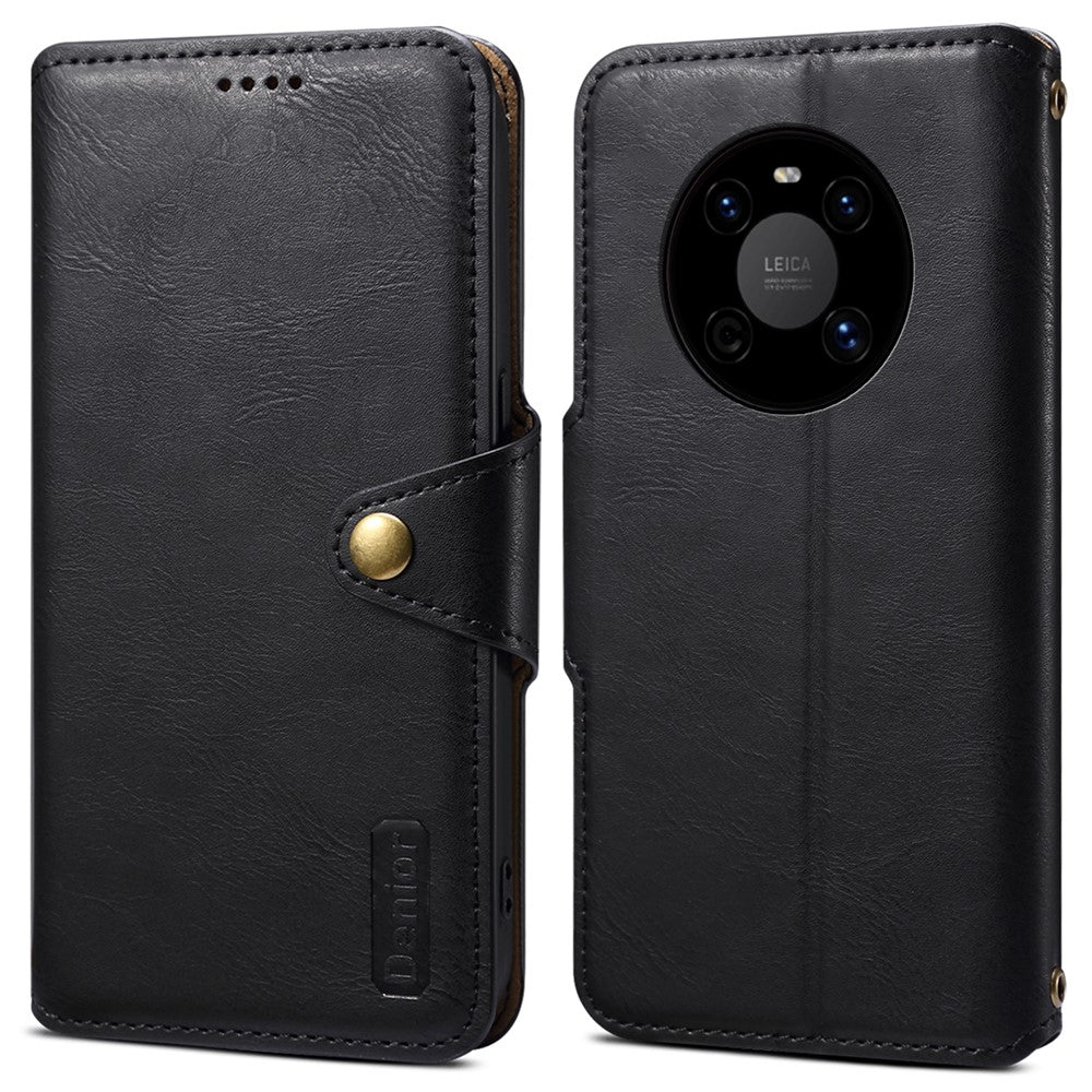 DENIOR For Huawei Mate 40 Case Leather Card Holder Phone Guard Cover with Cowhide Texture