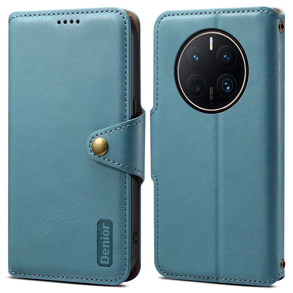 DENIOR For Huawei Mate 50 Pro 4G Wallet Case Cowhide Texture Leather + TPU Phone Cover