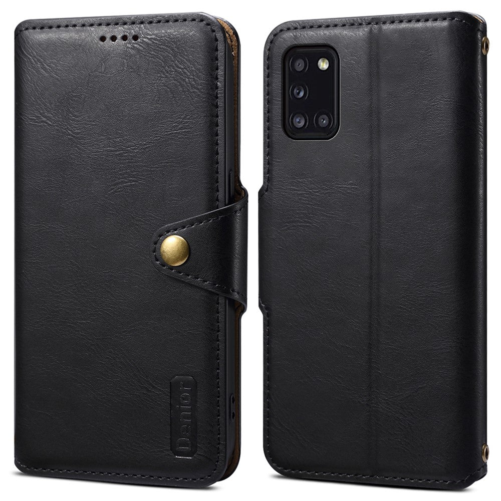 DENIOR For Samsung Galaxy A31 Case Cowhide Texture PU Leather Folio Flip Wallet Cover