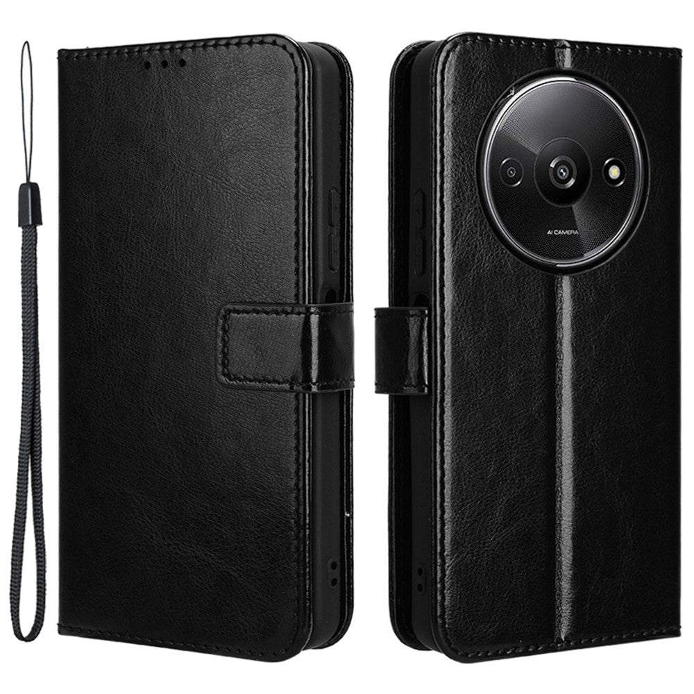 For Xiaomi Redmi A3 4G / Poco C61 4G Wallet Case Crazy Horse Texture Leather Phone Cover Viewing Stand