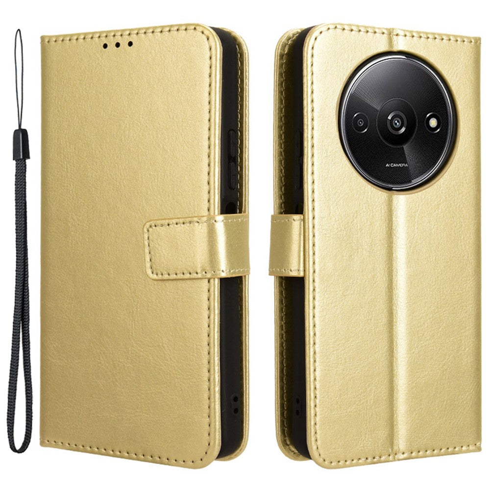 For Xiaomi Redmi A3 4G / Poco C61 4G Wallet Case Crazy Horse Texture Leather Phone Cover Viewing Stand