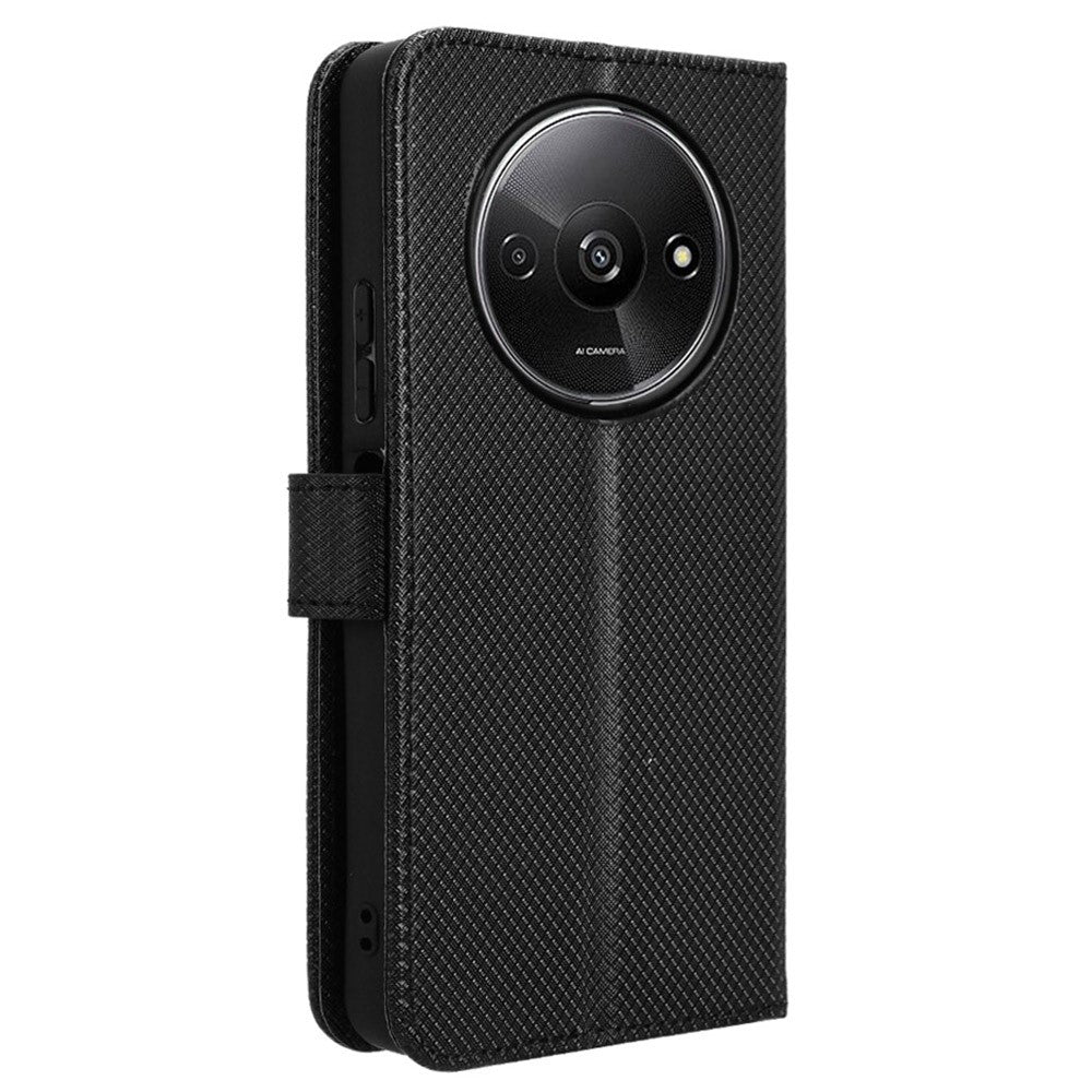 For Xiaomi Redmi A3 4G / Poco C61 4G Case Diamond Texture Flip Folio Leather Cell Phone Cover