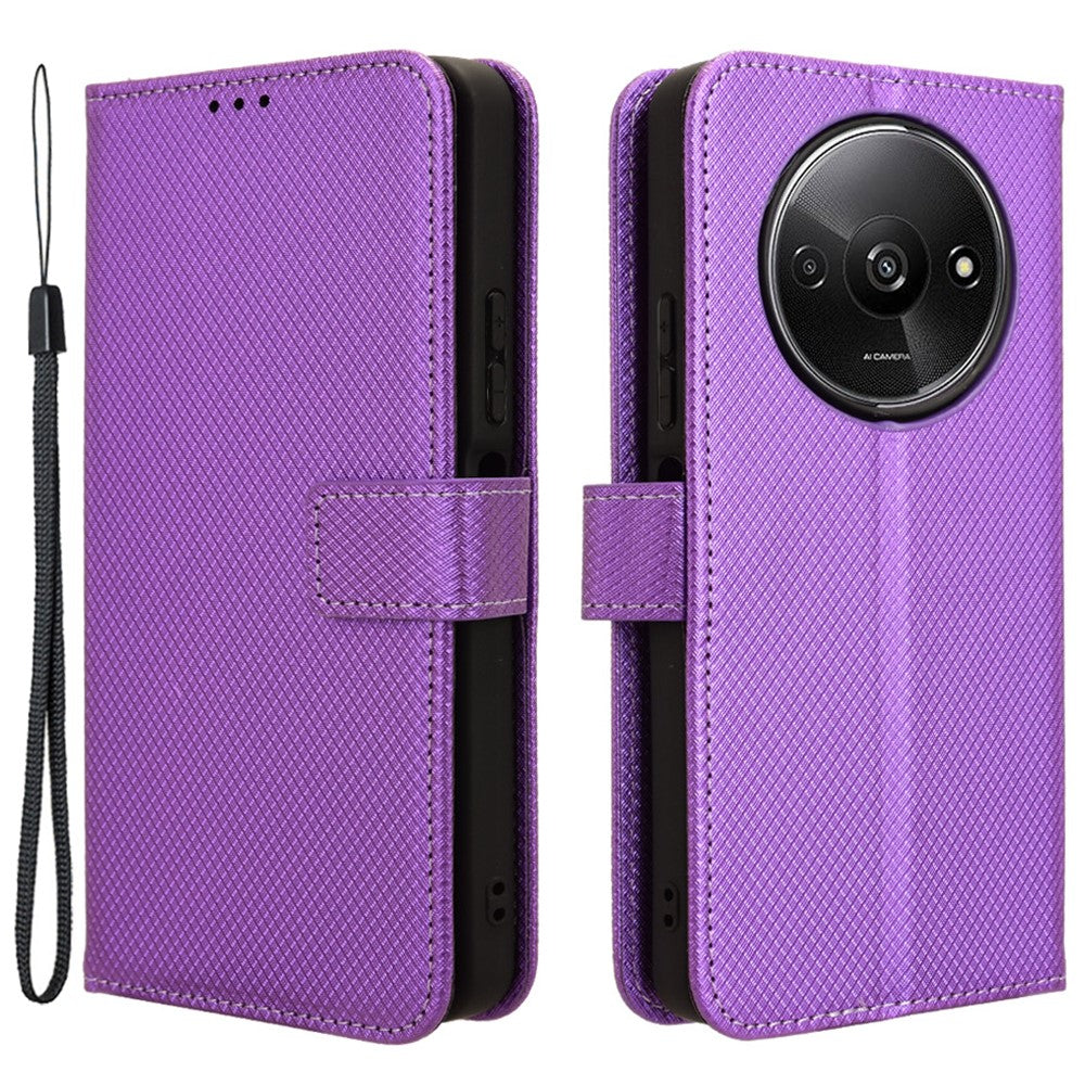 For Xiaomi Redmi A3 4G / Poco C61 4G Case Diamond Texture Flip Folio Leather Cell Phone Cover