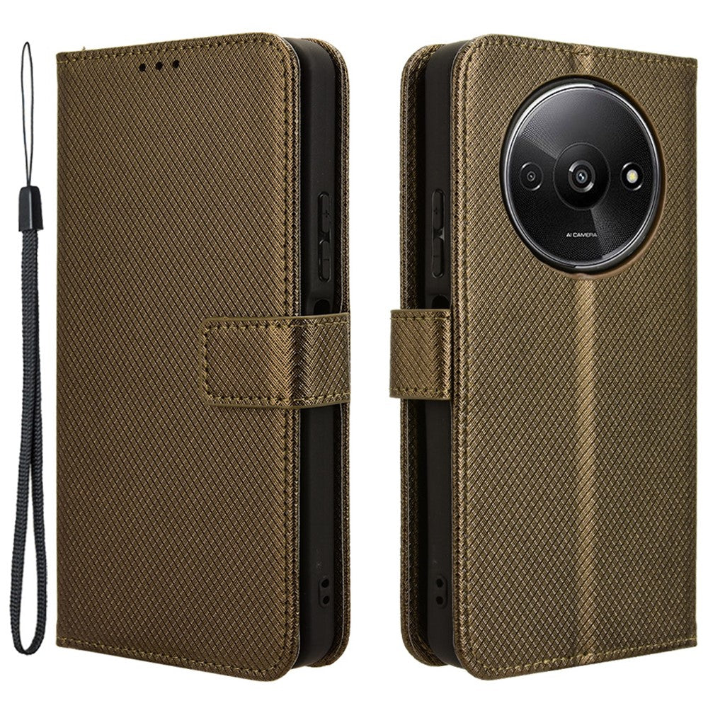 For Xiaomi Redmi A3 4G / Poco C61 4G Case Diamond Texture Flip Folio Leather Cell Phone Cover