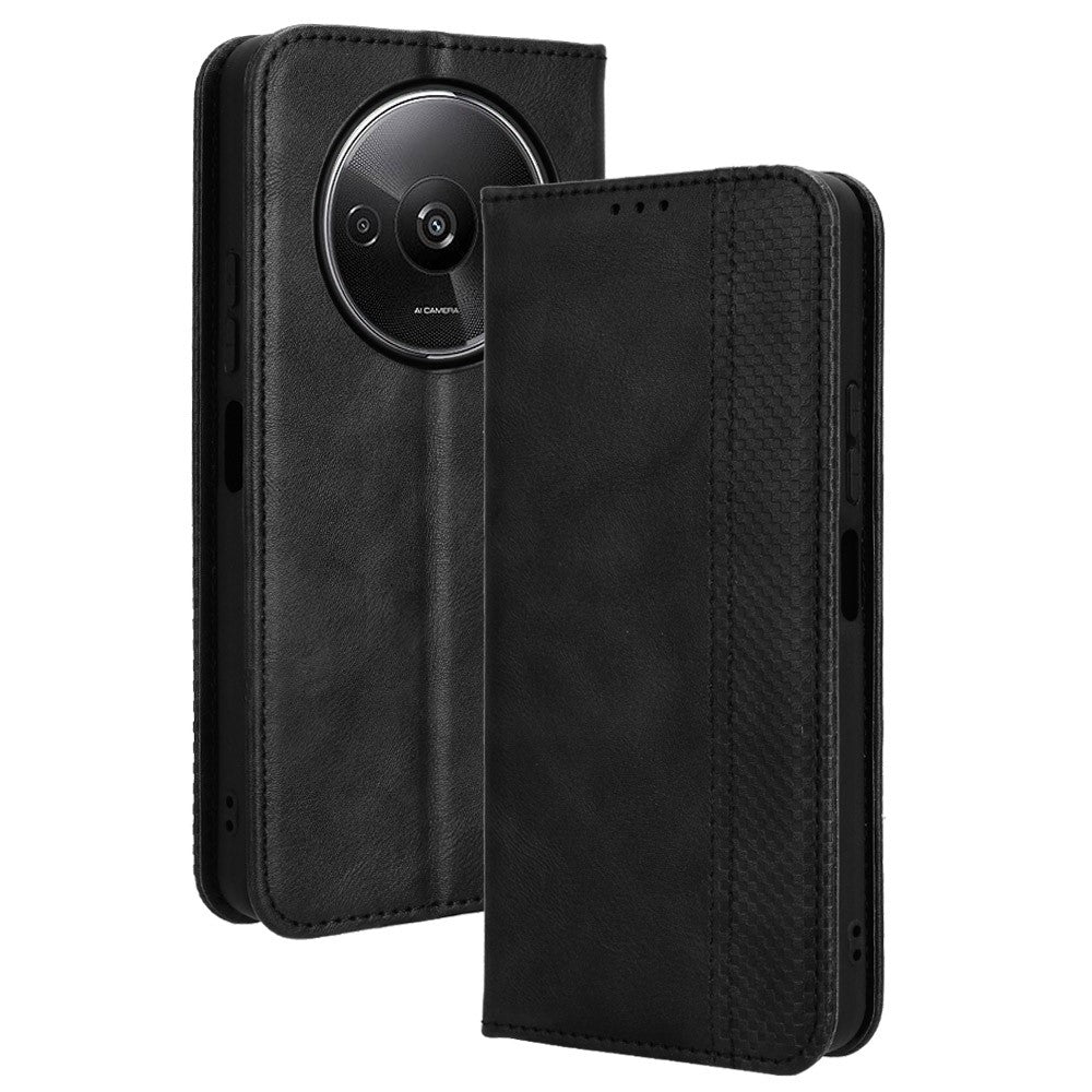 For Xiaomi Redmi A3 4G / Poco C61 4G Vintage Leather Case Folio Flip Wallet Phone Cover