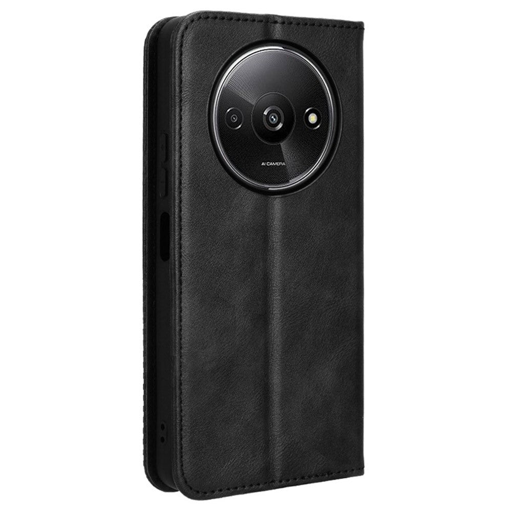 For Xiaomi Redmi A3 4G / Poco C61 4G Vintage Leather Case Folio Flip Wallet Phone Cover