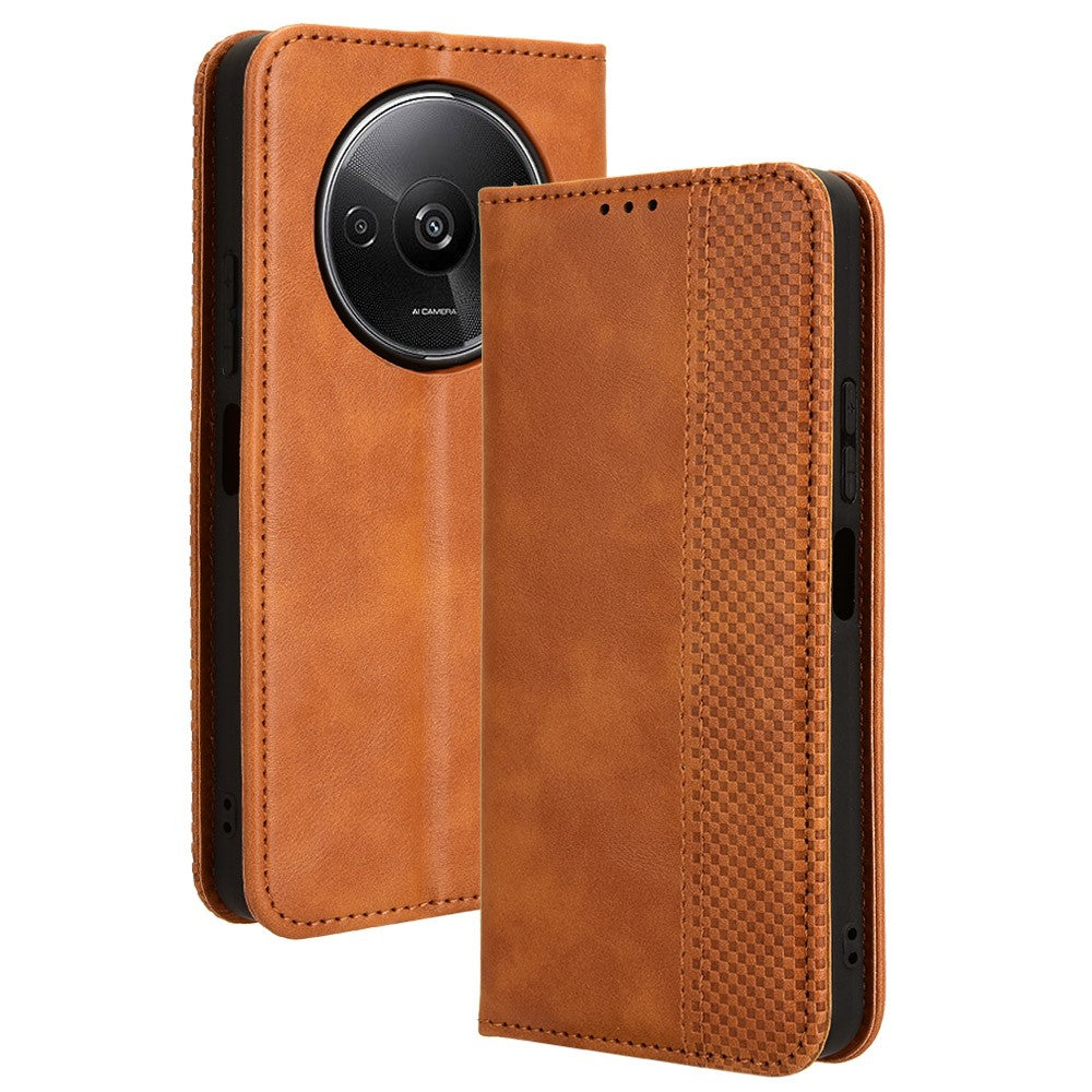 For Xiaomi Redmi A3 4G / Poco C61 4G Vintage Leather Case Folio Flip Wallet Phone Cover