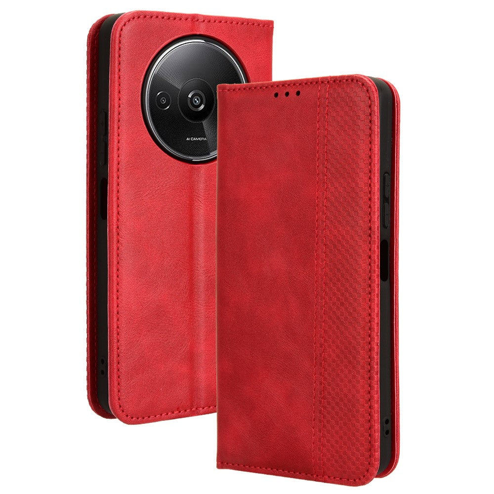 For Xiaomi Redmi A3 4G / Poco C61 4G Vintage Leather Case Folio Flip Wallet Phone Cover