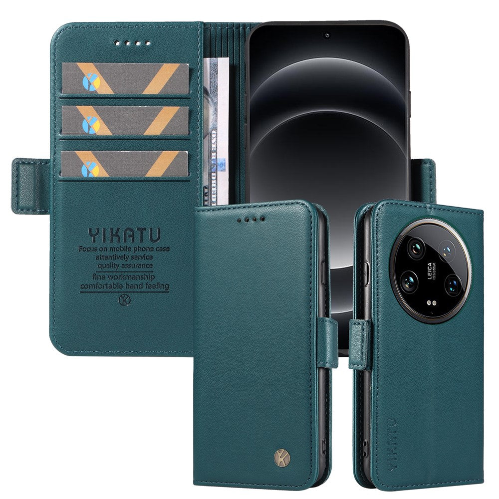 YIKATU YK-003 For Xiaomi 14 Ultra Case Anti-Scratch Leather Wallet Phone Cover