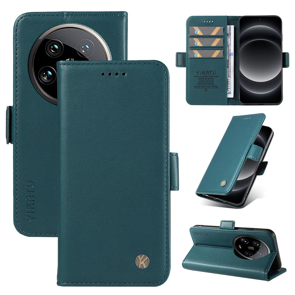 YIKATU YK-003 For Xiaomi 14 Ultra Case Anti-Scratch Leather Wallet Phone Cover