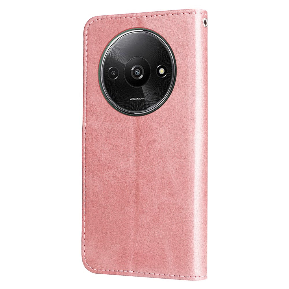 For Xiaomi Redmi A3 / Poco C61 4G Magnetic Case Zipper Pocket Phone Cover with Calf Texture