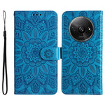 For Xiaomi Redmi A3 / Poco C61 4G Cell Phone Case Imprinted Flower Stand Cover with Handy Strap