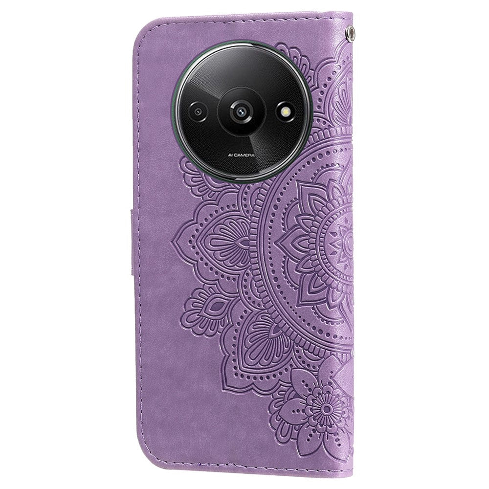 For Xiaomi Redmi A3 4G / Poco C61 4G Case Floral Pattern PU Leather Wallet Stand Phone Cover