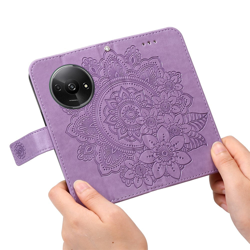 For Xiaomi Redmi A3 4G / Poco C61 4G Case Floral Pattern PU Leather Wallet Stand Phone Cover