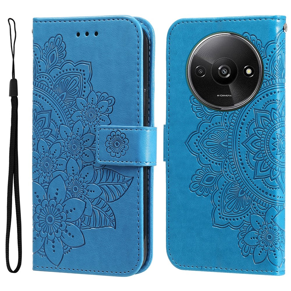 For Xiaomi Redmi A3 4G / Poco C61 4G Case Floral Pattern PU Leather Wallet Stand Phone Cover