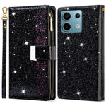Xiaomi Redmi Note 13 5G-skal med dragkedja, plånbok i PU-läder, glitter, mobilskal