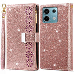 Xiaomi Redmi Note 13 5G-skal med dragkedja, plånbok i PU-läder, glitter, mobilskal