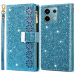 Xiaomi Redmi Note 13 5G-skal med dragkedja, plånbok i PU-läder, glitter, mobilskal